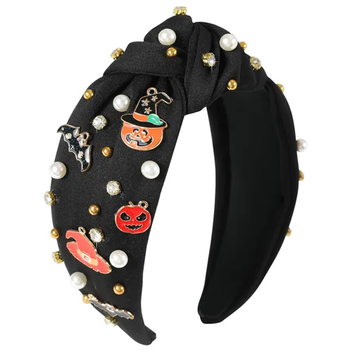 Vista 12 de Diademas de fantasma de Halloween para mujer, diadema de araña espeluznante con cuentas de diamantes de imitación de cristal, accesorios