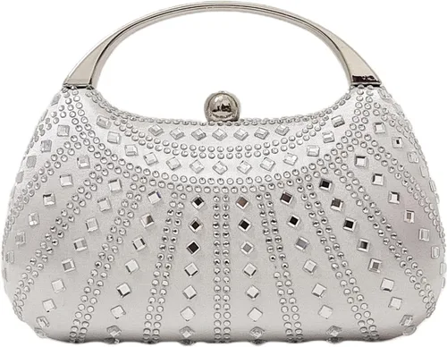 Vista 8 de HUANG ZHUANG Elegante bolso de mano de cristal con diamantes de imitación para mujer, bolso de fiesta, boda, baile de graduación, bolsa brillante