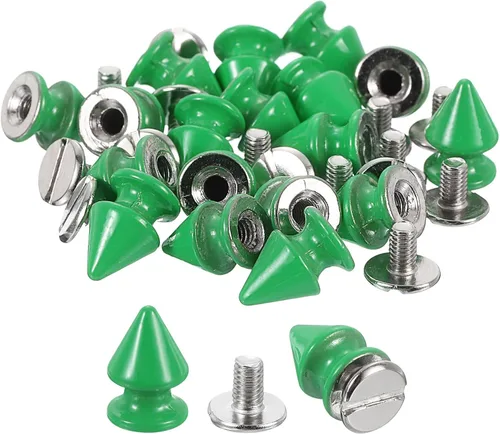 Vista 14 de uxcell 50 juegos de remaches de espiga cono, 0.315 x 0.472 in con rosca trasera para árbol y picos para manualidades de cuero, ropa, zapatos, Negro