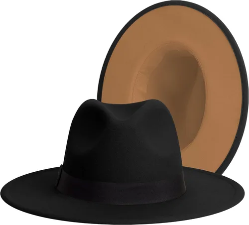 Vista 25 de Wide Brim Fedora Hats for Women & Men Classic Dress Panama Hat Adjustable Felt Hat with Band Todo beige.