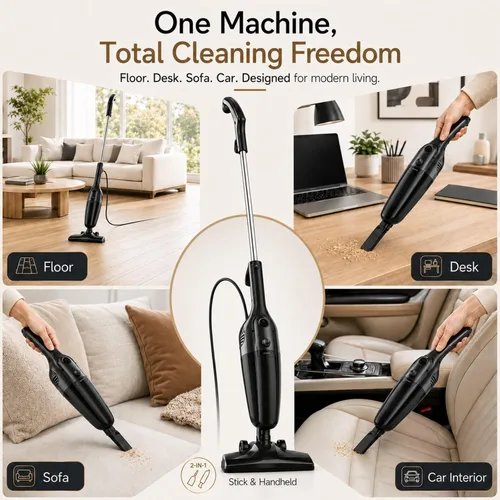 Vista 7 de FUNCCUBE Aspiradoras para el hogar, aspiradora de palo con cable, aspiradora de succión de alta potencia para pelo de mascotas, piso de madera dura