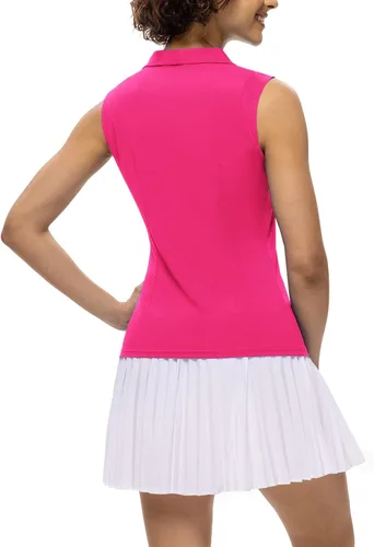Vista 4 de JACK SMITH Camisetas de tenis de golf sin mangas para mujer, cuello en V, cuello de solapa, deportivas, sin mangas