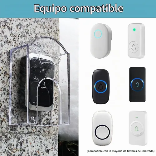 Vista 3 de Cubierta impermeable de botón para timbre de puerta para exterior, cubierta de lluvia para timbre, resistente a la intemperie, para interruptor