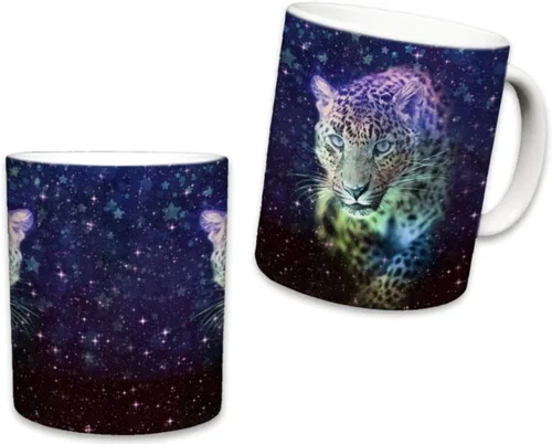 Vista 4 de Taza de leopardo Tazas de viaje de cerámica de animales lindos Taza para amantes del café Diseño de leopardos Gran regalo novedoso Ropa