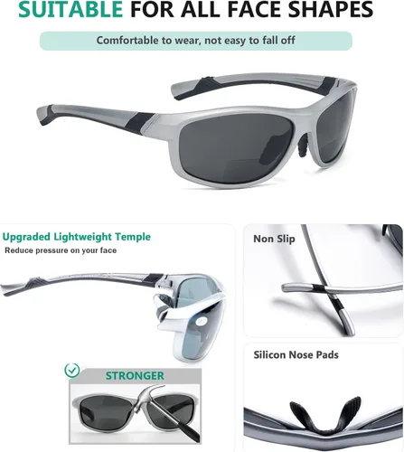 Vista 20 de Eyekepper Gafas de sol deportivas bifocales polarizadas para mujer