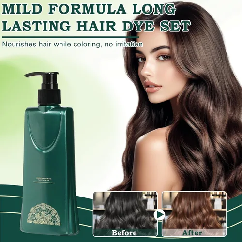 Vista 2 de Mild Formula - Juego de tintes para el cabello de larga duración, kit de tinte para el cabello de un solo paso con champú natural nutritivo