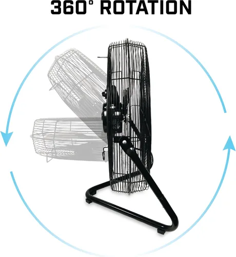 Vista 4 de B-Air Firtana 20" Ventilador eléctrico de piso de alta velocidad para garaje, uso industrial y doméstico con 3 velocidades y cabezal de ventilador