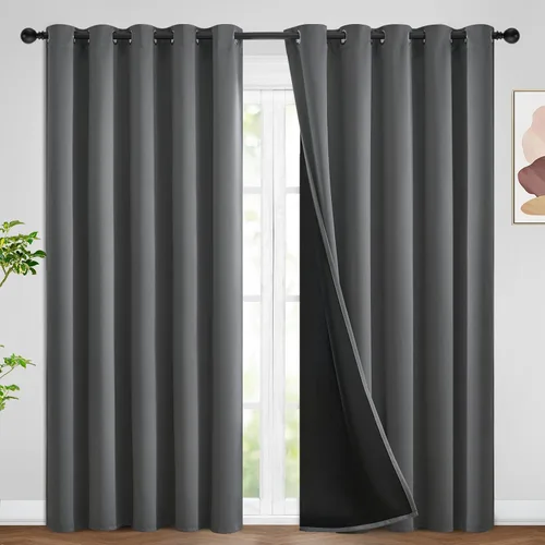Vista 24 de SimpleHome - Cortinas opacas 100% para recámara, cortinas de ventana con ojales beige, con aislamiento térmico, cortinas de oscurecimiento