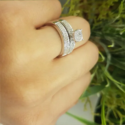 Vista 8 de Dazzlingrock Collection Anillo de compromiso de 0,25 quilates (quilates) con diamantes de corte redondo para mujer, plata de ley de 14 quilates