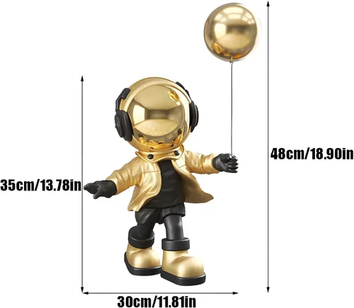Vista 3 de Figura de astronauta, escultura de hombre espacial de resina con asa, para decoración de mesa del hogar, estantería, sala de estudio, decoración