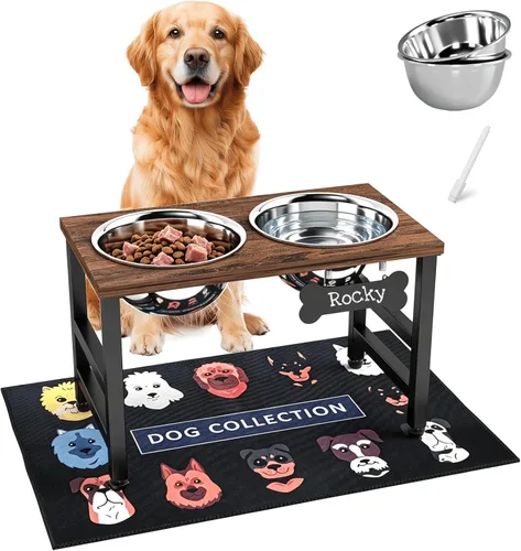 Vista 11 de ADENGL Cuenco elevado de metal para perros, soporte elevado para comedero de perros de 10" de alto con 2 cuencos de acero inoxidable de 42oz
