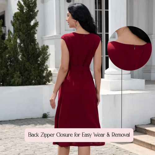 Vista 4 de Malco Modes Retro Elegance & Red Cup Cheers Combo Vintage Cocktail Dress Red Cup Living Wine Glasses