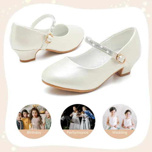 Vista 6 de Motasha Zapatos de vestir para niñas pequeñas, zapatos de princesa con purpurina Mary Jane para niñas, tacones bajos, fiesta, boda, para niños