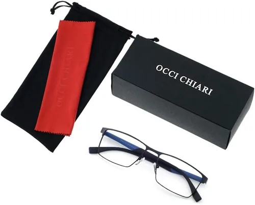 Vista 6 de Occi Chiari - Gafas de metal para hombre con marco óptico transparente, Rojo
