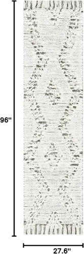 Vista 2 de SAFAVIEH Vermont Collection - Alfombra de pasillo, 2 pies 3 pulgadas x 8 pies, diseño de lana de tejido plano, color marfil y verde, ideal