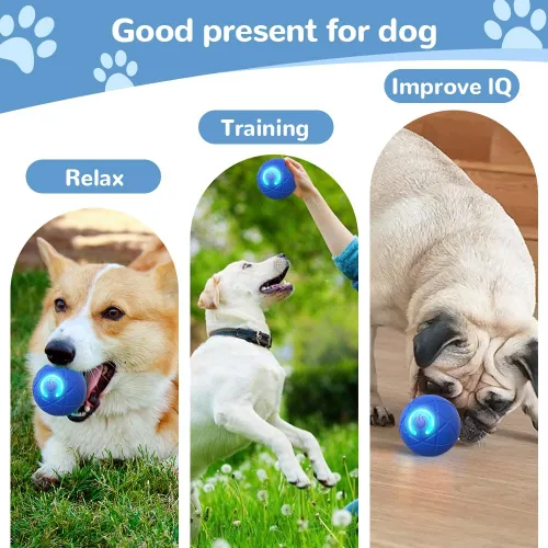 Vista 3 de Juguetes interactivos para perros pequeños, bolas para perros pequeños, bolas rodantes automáticas para cachorros, perros pequeños y medianos