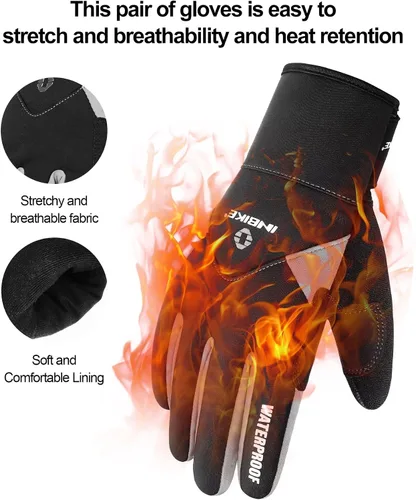 Vista 4 de INBIKE Guantes de ciclismo de invierno para hombres y mujeres, para clima frío, térmicos, resistentes al viento, guantes de bicicleta de gel