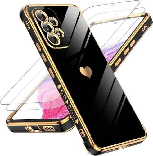 Vista 110 de LeYi Funda para Motorola-G 2025: Love Heart Plating Luxury, Negro