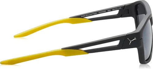 Vista 3 de Puma Blizzard PU0328S - Lentes de sol para hombre con forma rectangular marco de borde completo ciclismo correr golf pesca playa gris-amarillo