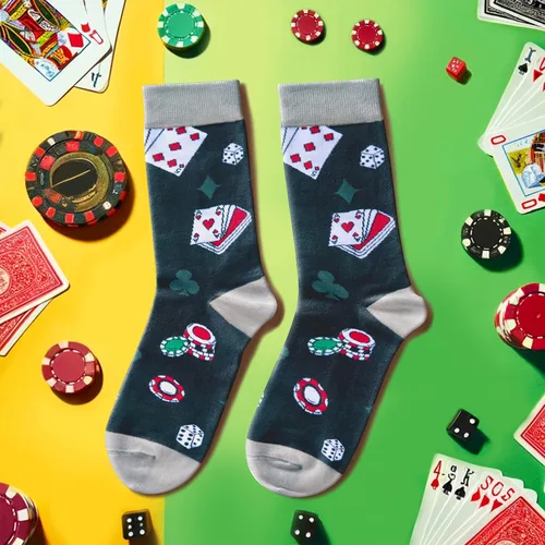 Vista 2 de HAPPYPOP Casino Gifts for Men Women Gambling Poker Gambler Las Vegas Gifts, Casino Poker Socks