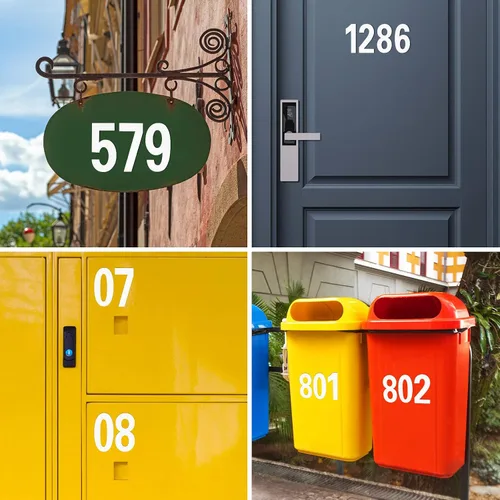 Vista 7 de Número de buzón reflectante para exterior, 4 juegos de 2 pulgadas de vinilo impermeable, pegatinas blancas para números de buzón, números