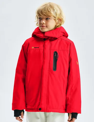 Vista 2 de GEMYSE Chaqueta de esquí impermeable con capucha para niño con forro polar resistente al viento chaqueta de invierno