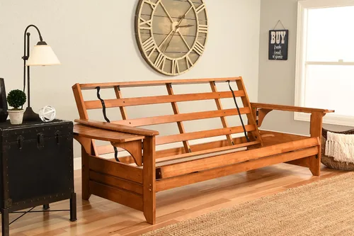Vista 6 de Kodiak Furniture Futón Phoenix con colchón de tela canadiense en marrón/Barbados