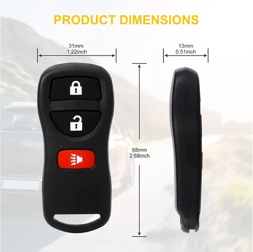 Vista 3 de Control remoto de entrada sin llave: llavero de coche compatible con Infiniti Nissan Armada Frontier Murano Pathfinder Quest Sentra Titan Versa