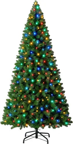 Vista 22 de NEWBULIG Árbol de Navidad preiluminado de 4.5 pies con bayas rojas Verde