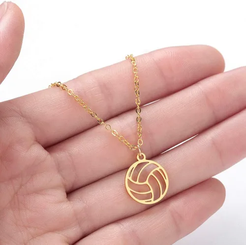 Vista 3 de NOUMANDA Moda Elementos geométricos Voleibol collar corte metal hueco bola colgante deportes joyería regalos