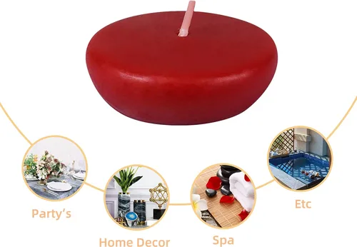 Vista 7 de Zest Candle Velas flotantes de 24 piezas, 2.25 pulgadas, color rojo