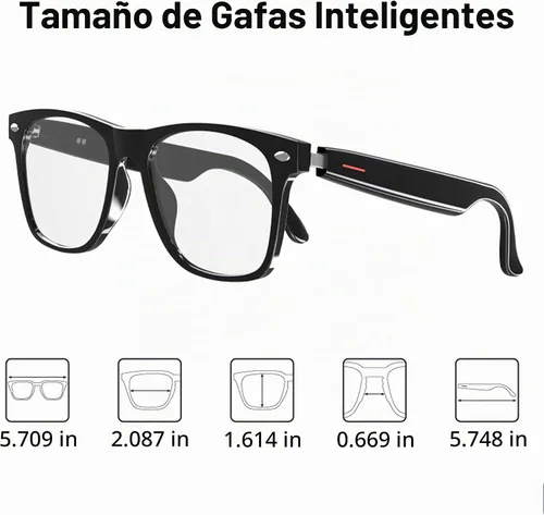 Vista 9 de Gafas inteligentes Bluetooth para hombres y mujeres, bloqueo de Lente Transparente