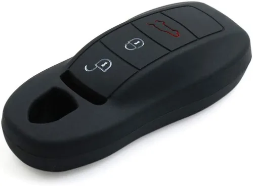 Vista 4 de X AUTOHAUX Funda Protectora de Silicona Negra para Llave de Coche sin Llave, Compatibilidad con Porsche Macan Panamera Cayenne 911 718 Negro