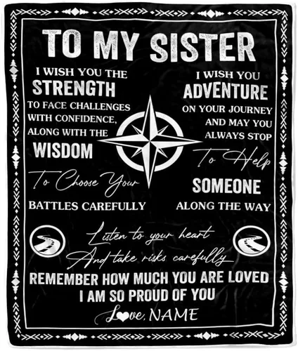 Vista 28 de Manta personalizada con texto en inglés «To My Sister from Brother I Love You Hugs» (texto en inglés) con texto en inglés «To My Sister», «I Love