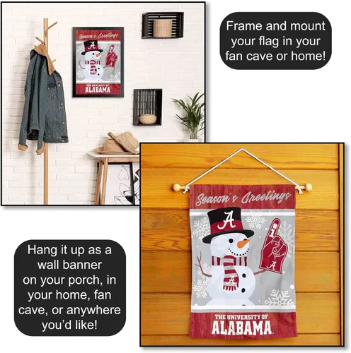 Vista 5 de Bandera de Alabama Crimson Tide Holiday Winter Snow Garden Banner