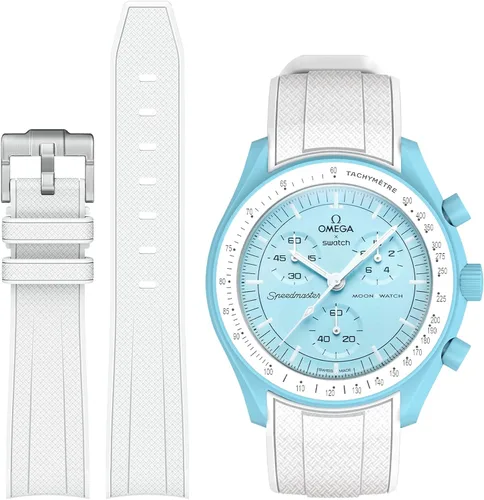 Vista 24 de Correa Stanchev para reloj Moonswatch, correa de silicona suave curvada sin espacio de 20mm para reloj Omega X Swatch Speedmaster, correa