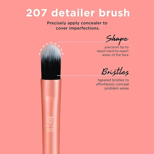 Vista 7 de Set de brochas de maquillaje sintéticas para una base impecable, cruelty-free, brocha para contornos, corrector, polvos y base, de Real Techniques