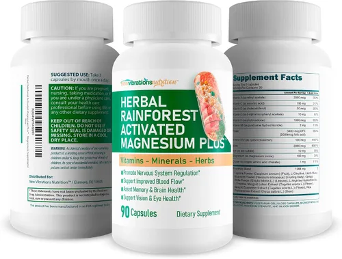 Vista 4 de Magnesio activado por la selva tropical a base de hierbas, nuestro mejor suplemento combinado de magnesio, con vitamina D, A, E, K, B6, folato, B12
