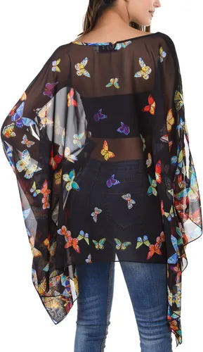 Vista 3 de DJT Traje de baño de verano para mujer, salida de baño para mujer, blusas de gasa, túnica
