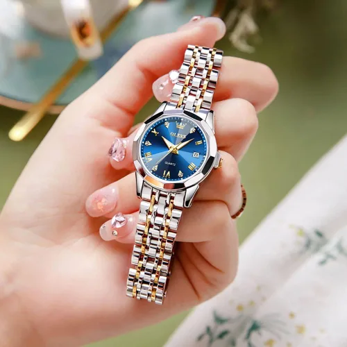 Vista 4 de OLEVS Reloj de pulsera para mujer, pequeño reloj de pulsera de acero inoxidable para mujer, reloj analógico de cuarzo para mujer