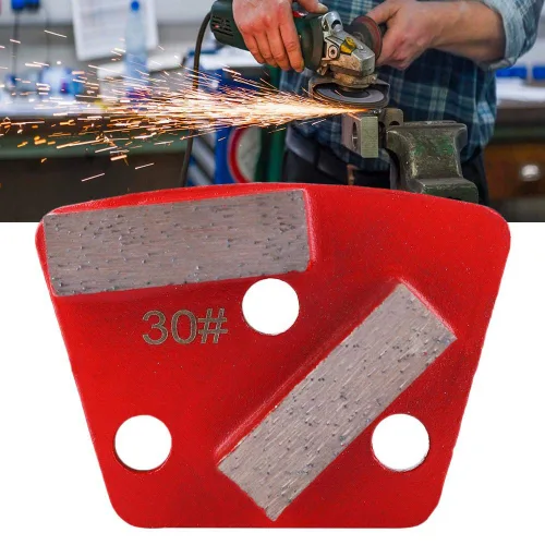 Vista 2 de Disco de almohadilla de molienda de piso, 3 piezas, raspador abrasivo trapezoidal de grano 30 en forma de abanico de 2 dientes, herramientas