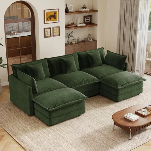 Vista 34 de mikibama Sofá modular seccional, juego de sofá en forma de L de 70.8 pulgadas para sala de estar, sofá biplaza, cómodos sofás de nube con otomana
