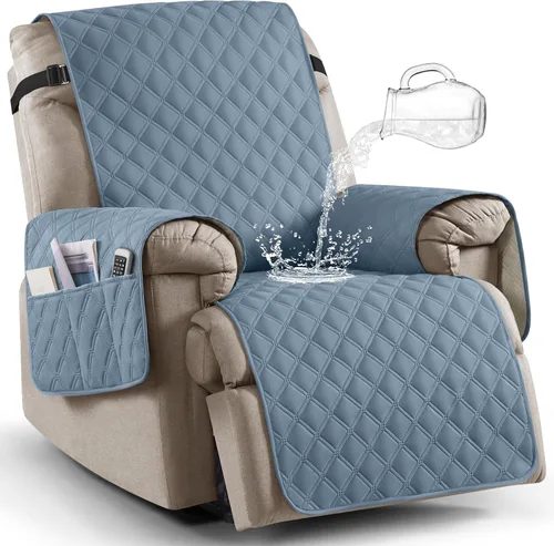 Vista 30 de Ruaozz Funda para Silla Reclinable 100% Impermeable Antideslizante Funda Reclinable para Silla Reclinable Funda de Asiento de Silla Lavable con Beige