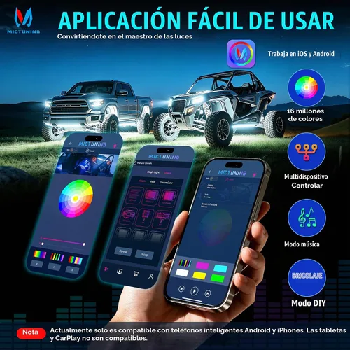 Vista 3 de MICTUNING C1 - Kit de luces de roca RGBW de 4 cápsulas para camión, ATV