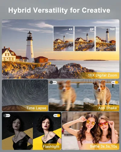 Vista 5 de Cámara digital, cámara digital compacta para adolescentes y adultos, para viajes, cámara de vlogging para fotografía