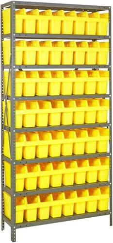 Vista 432 de Quantum QSBU-245BK Heavy Duty Shelving Unit with (7) Shelves and (24) QUS245 Black Bins for Garage Warehouse Storage Distribution 400 lb Load