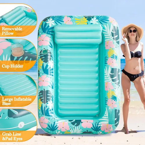 Vista 3 de NOCCUR Piscina de bronceado para adultos – Piscina de bronceado inflable – Flotadores de piscina tamaño adulto flotador de piscina tumbona