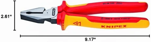 Vista 2 de KNIPEX Herramientas - Alicates combinados de alto apalancamiento, aislamiento de 1000 V (0208225US), 9 pulgadas