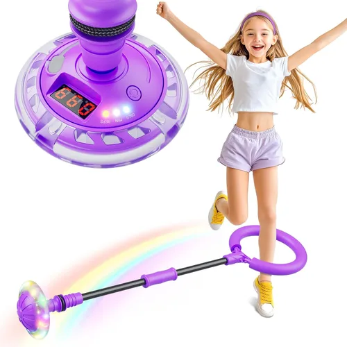Vista 10 de Pelota de Salto Flooyes para Niños, Juguete de Pelota de Tobillo con Contador, Temporizador y Calculadora, Regalos de Cumpleaños para Niños de 6, 7