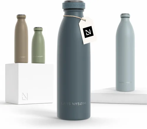Vista 69 de LARS NYSØM Botella de agua aislada de acero inoxidable de 12 onzas, 17 onzas, 25 onzas, 34 onzas, 51 onzas, frasco térmico aislado para bebidas